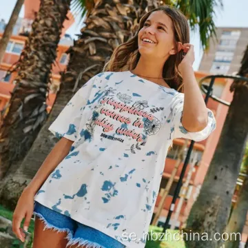 Kvinnors avslappnade slipsfärgtryck kortärmad t-shirt